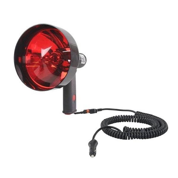 Larson Electronics HL-85-RED-24V-7 24V 5 Million Candlepower Handheld Spotlight with 7 in. Red Hunting Lens; 100 watt Halogen; Spot & Flood Combo